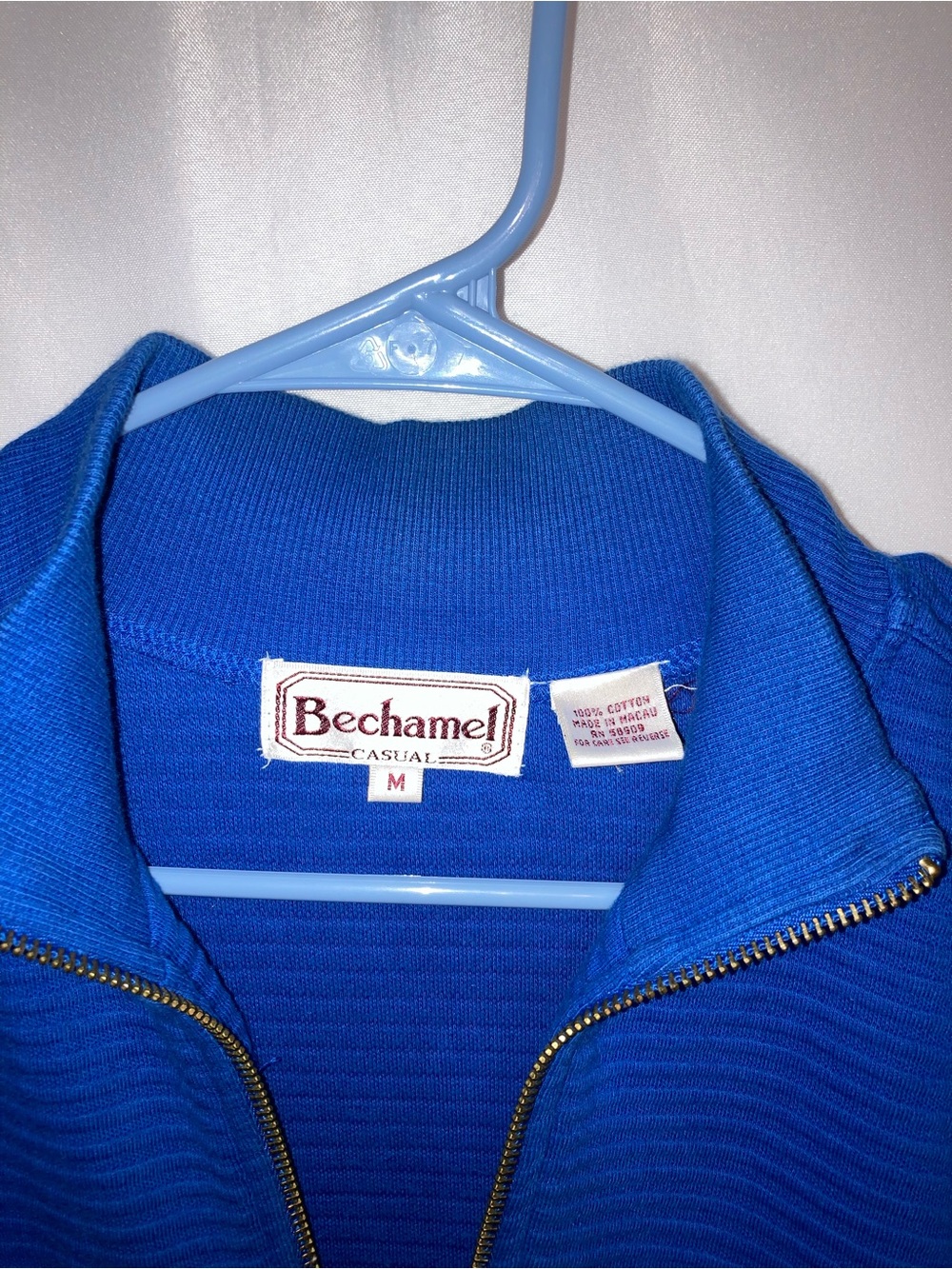Bechamel Cobalt Blue Ribbed Half-Zip Sweater with Gold Hardware - Picture 6 of 7